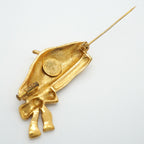 Chanel Brooch Vintage Ribbon Motif Beret Gold Plated — view 6