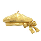 Chanel Brooch Vintage Ribbon Motif Beret Gold Plated