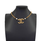 Chanel Necklace Vintage CC Logo Gold Plated Faux Pearl — view 7
