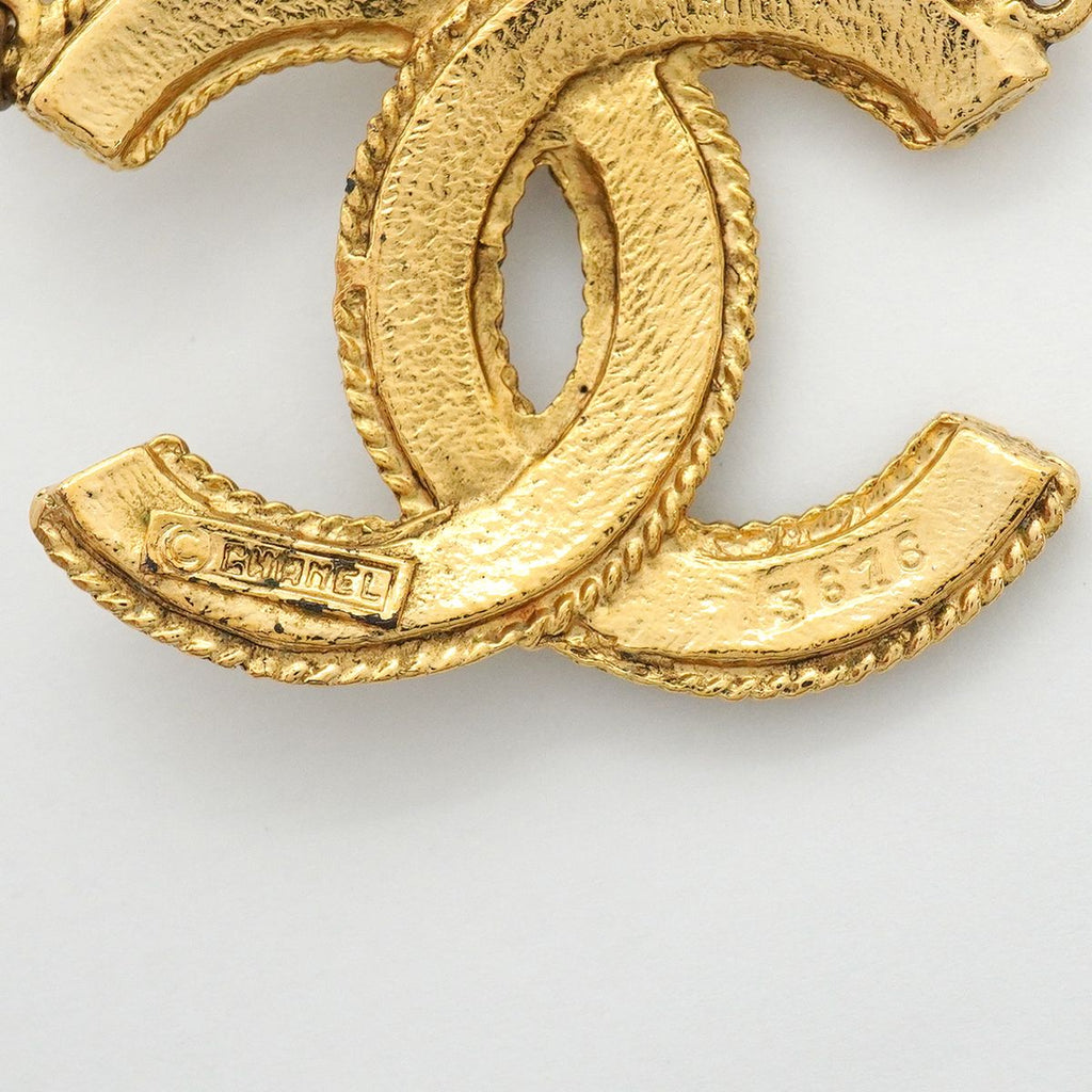 Chanel Necklace Vintage CC Logo Gold Plated Faux Pearl — view 6