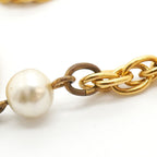 Chanel Necklace Vintage CC Logo Gold Plated Faux Pearl — view 8