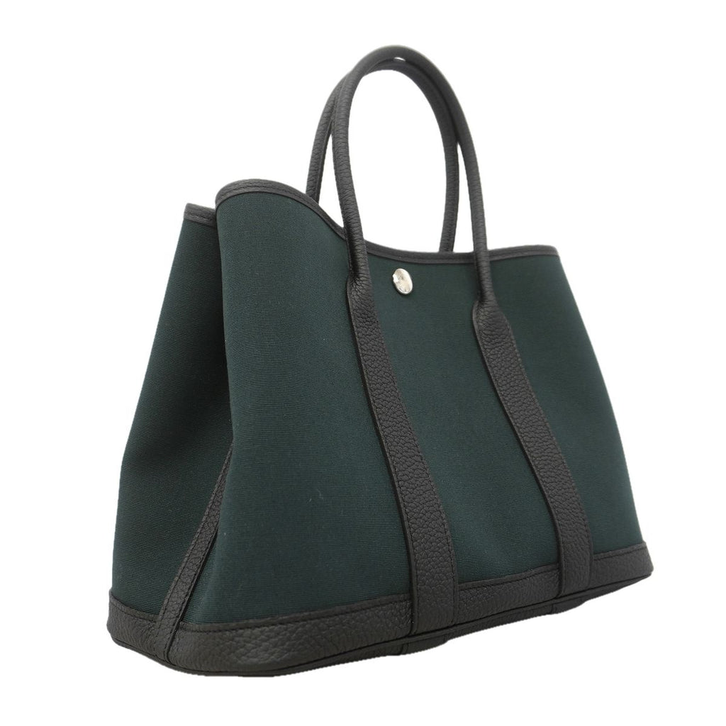 Hermes Tote Bag Garden Party TPM Toile Officier Negonda Black Khaki Silver — view 2