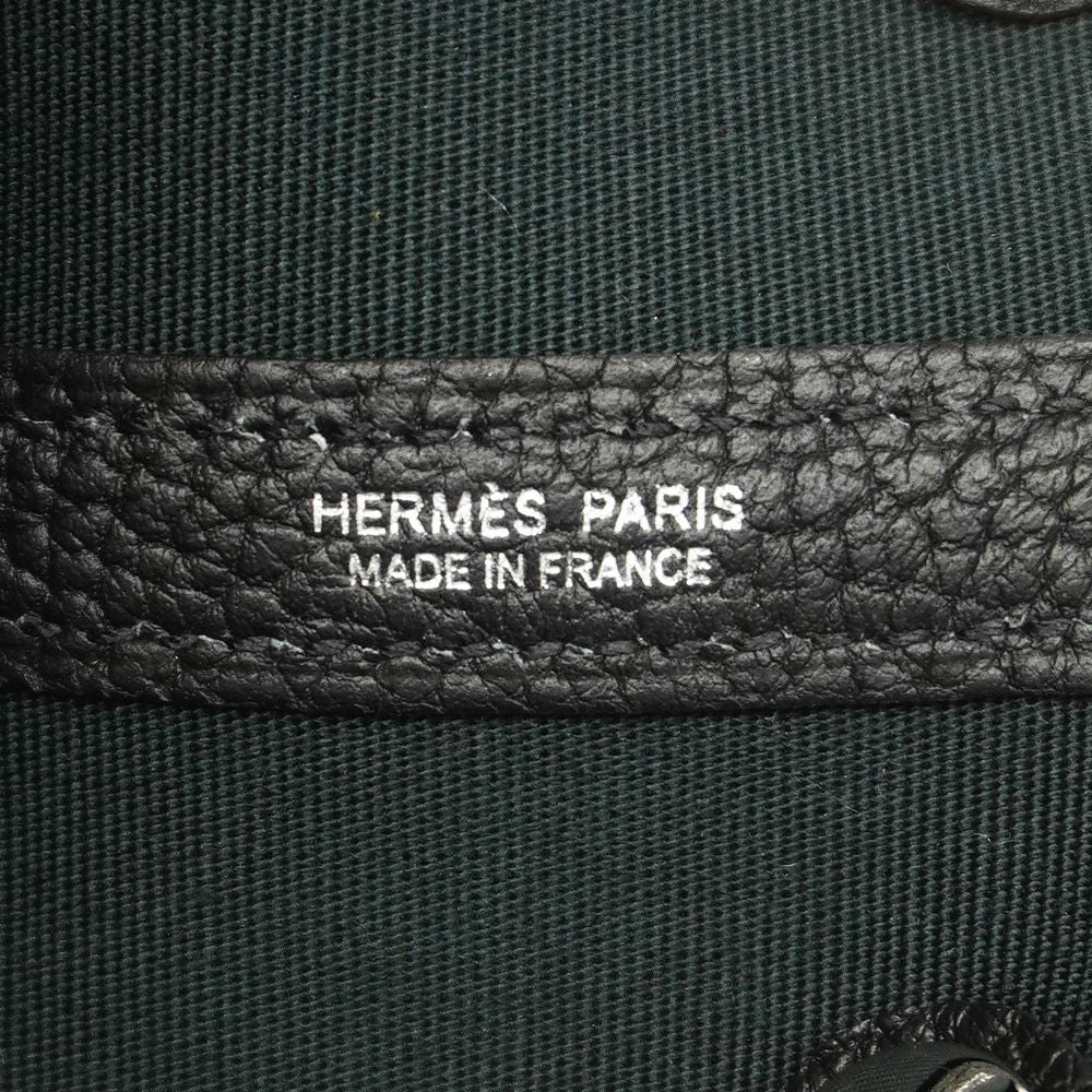 Hermes Tote Bag Garden Party TPM Toile Officier Negonda Black Khaki Silver — view 5