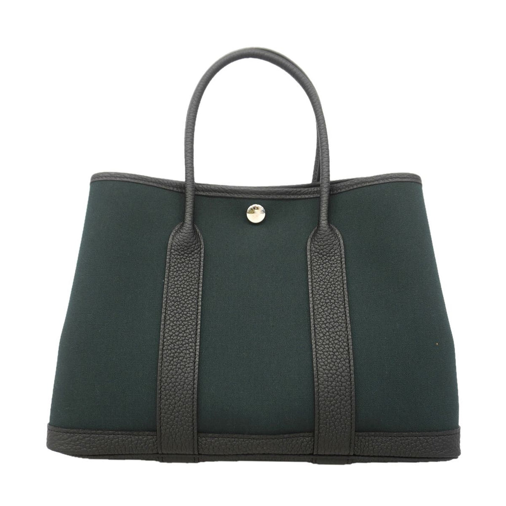 Hermes Tote Bag Garden Party TPM Toile Officier Negonda Black Khaki Silver — view 8