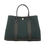 Hermes Tote Bag Garden Party TPM Toile Officier Negonda Black Khaki Silver — view 8
