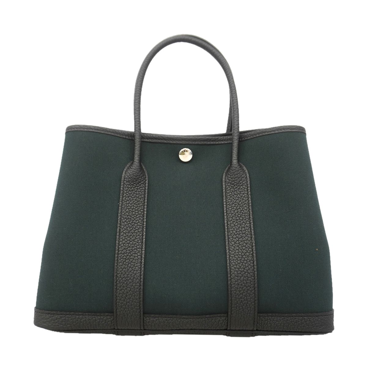 Hermes Tote Bag Garden Party TPM Toile Officier Negonda Black Khaki Silver — view 8