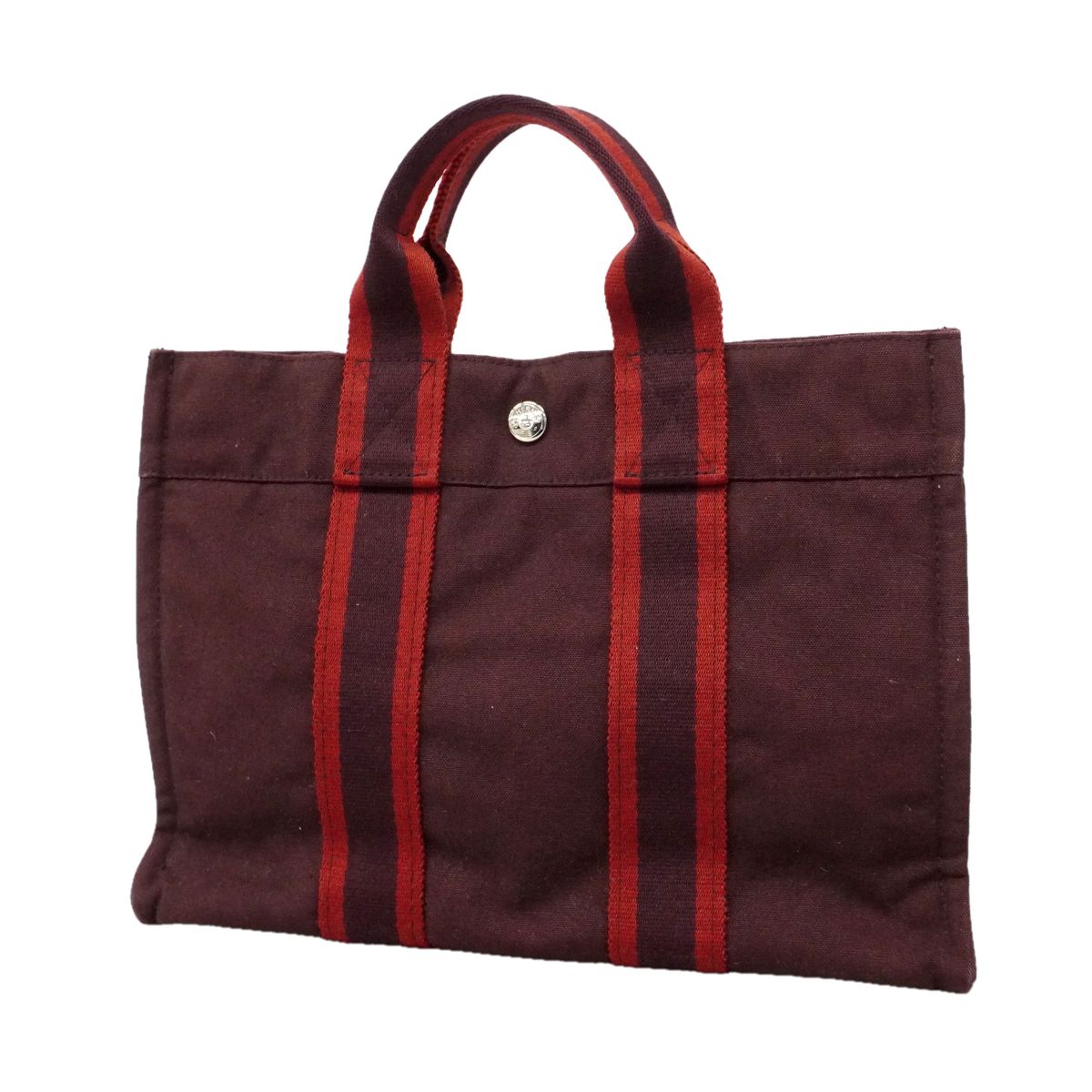 Hermes Tote Bag Herline PM Canvas Brown Silver