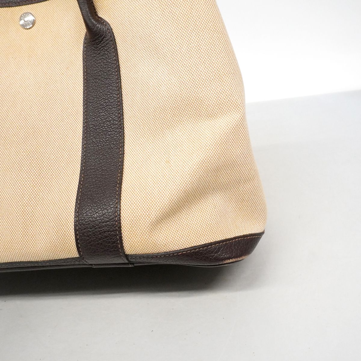 Hermes Tote Bag Garden Party PM Toile H Brown Silver — view 7