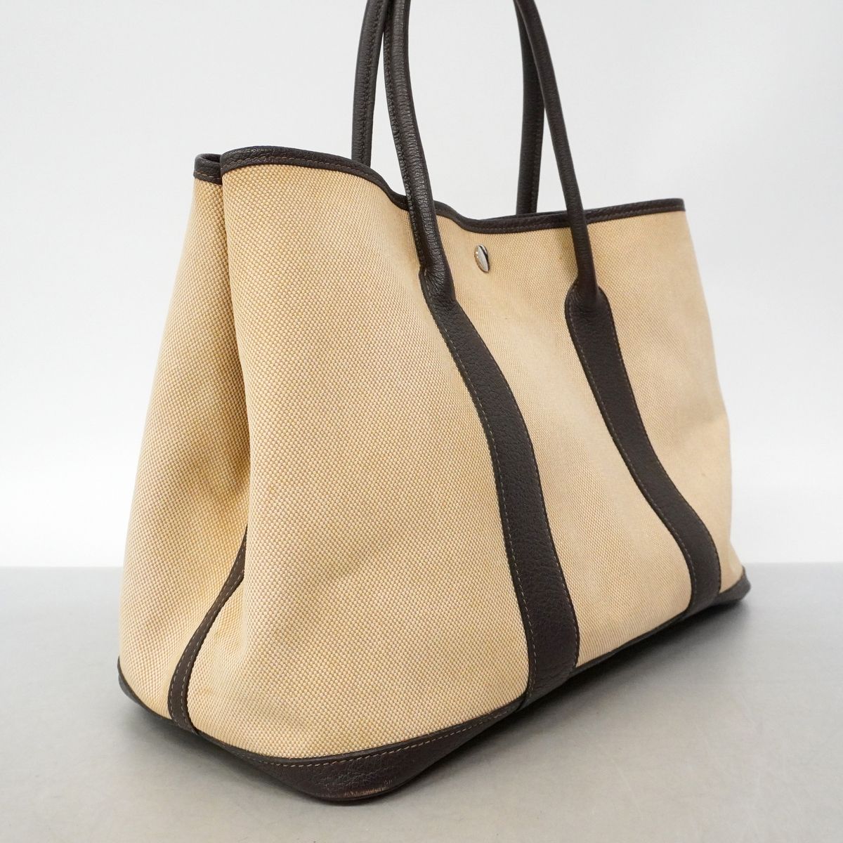 Hermes Tote Bag Garden Party PM Toile H Brown Silver — view 2