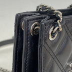 Chanel Shoulder Bag Quilted Lambskin Black Silver — view 8