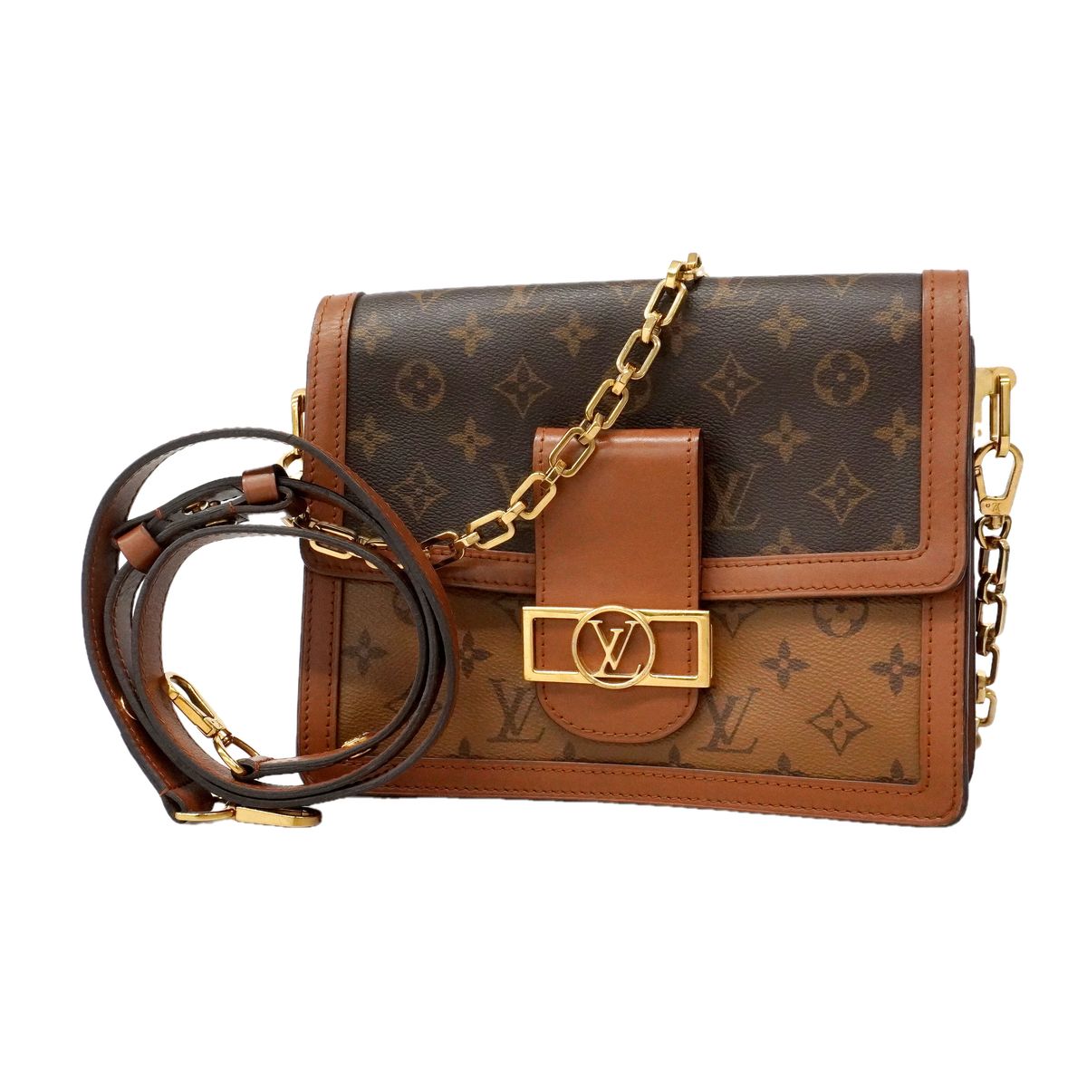 Louis Vuitton Shoulder Bag Monogram Reverse Dauphine MM Brown