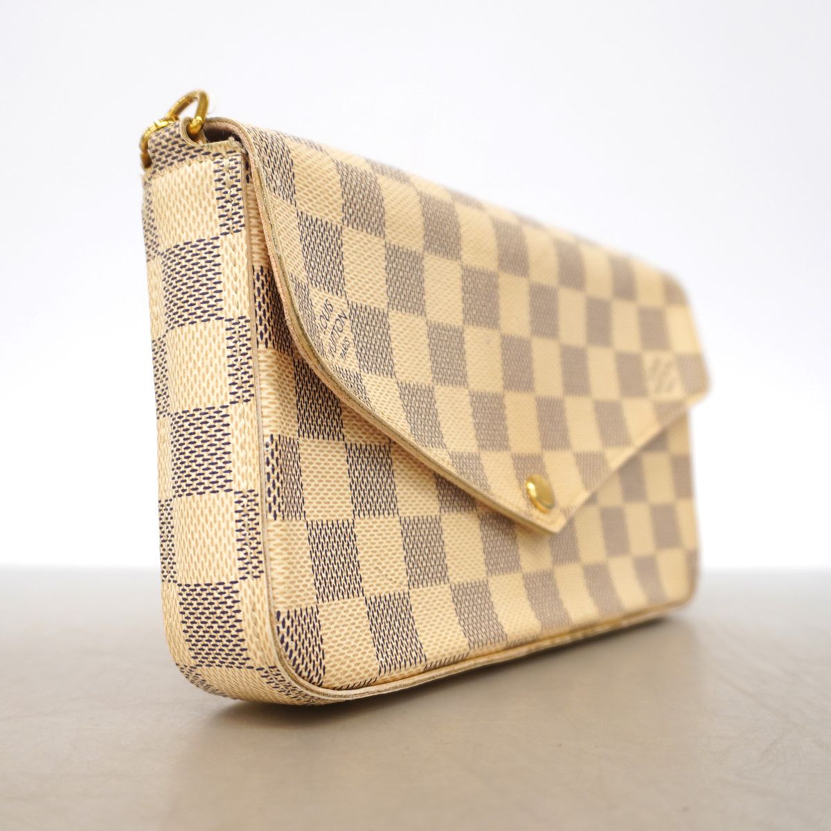 Louis Vuitton Wallet on Chain Damier Azur Pochette Felicie White Shoulder Bag — view 2