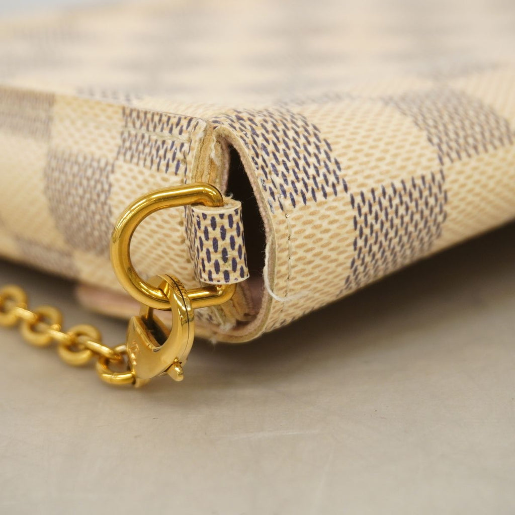 Louis Vuitton Wallet on Chain Damier Azur Pochette Felicie White Shoulder Bag — view 8