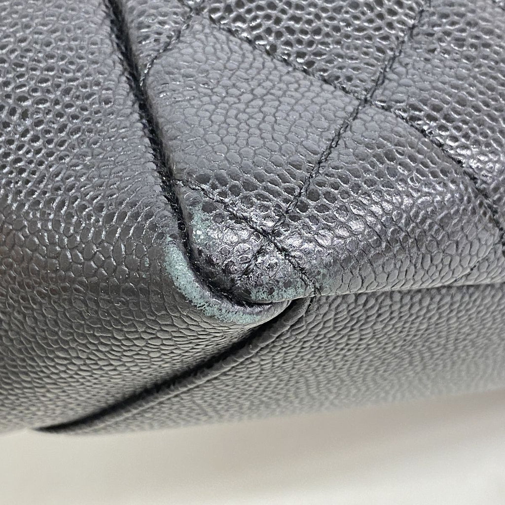 Chanel Chain Tote Bag Quilted Caviar Leather Black Gold — view 6