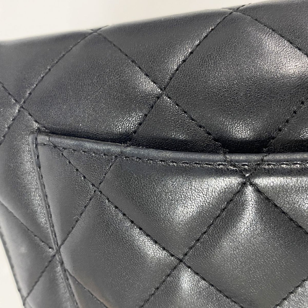 Chanel Trifold Wallet Quilted Lambskin Black Silver — view 7