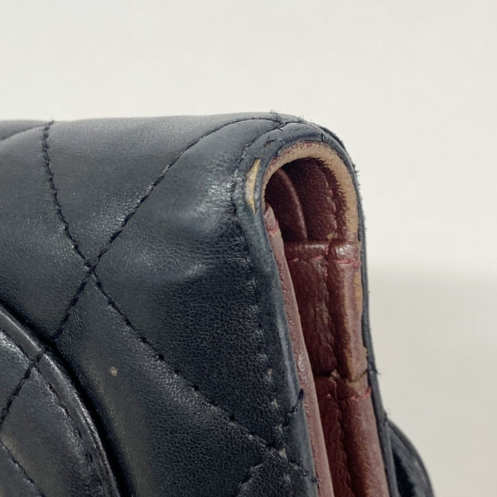 Chanel Trifold Wallet Quilted Lambskin Black Silver — view 6