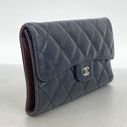 Chanel Trifold Wallet Quilted Lambskin Black Silver — view 2