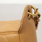 Chanel Shoulder Bag Quilted Caviar Leather Beige Champagne Gold — view 8