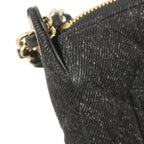 Chanel Shoulder Bag Quilted Denim Black Champagne Gold — view 7