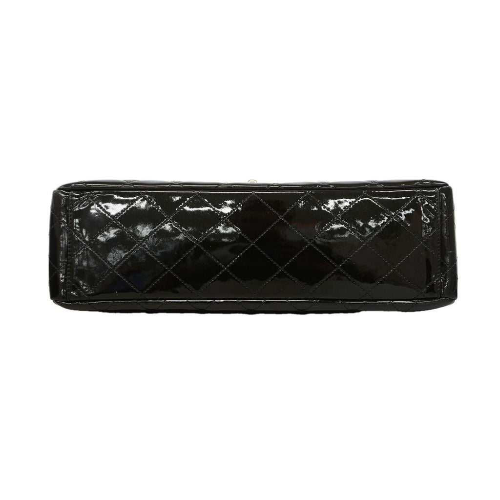 Chanel Shoulder Bag Maxi Quilted Patent Leather Black Silver — view 3