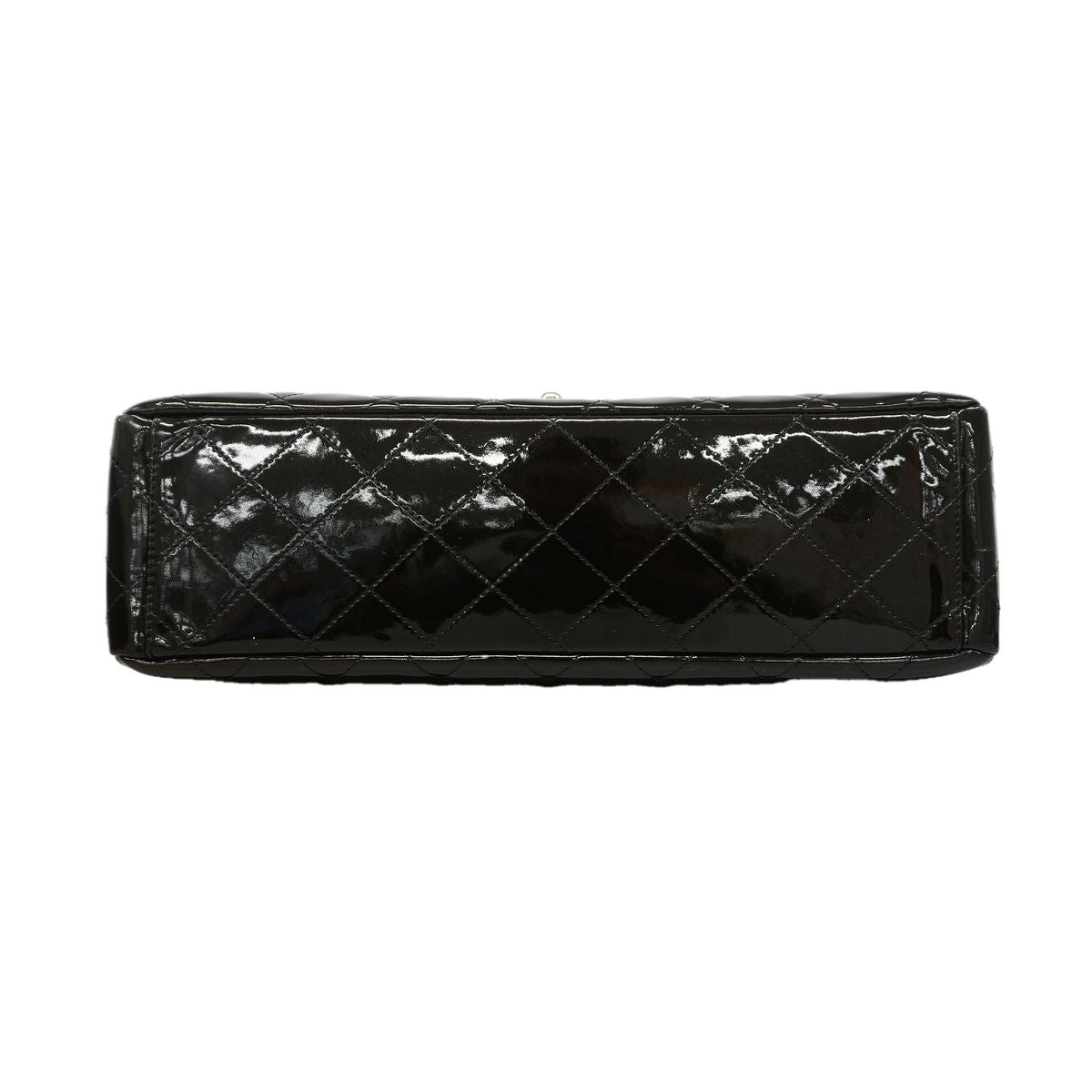 Chanel Shoulder Bag Maxi Quilted Patent Leather Black Silver — view 3