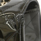 Chanel Shoulder Bag Maxi Quilted Patent Leather Black Silver — view 7