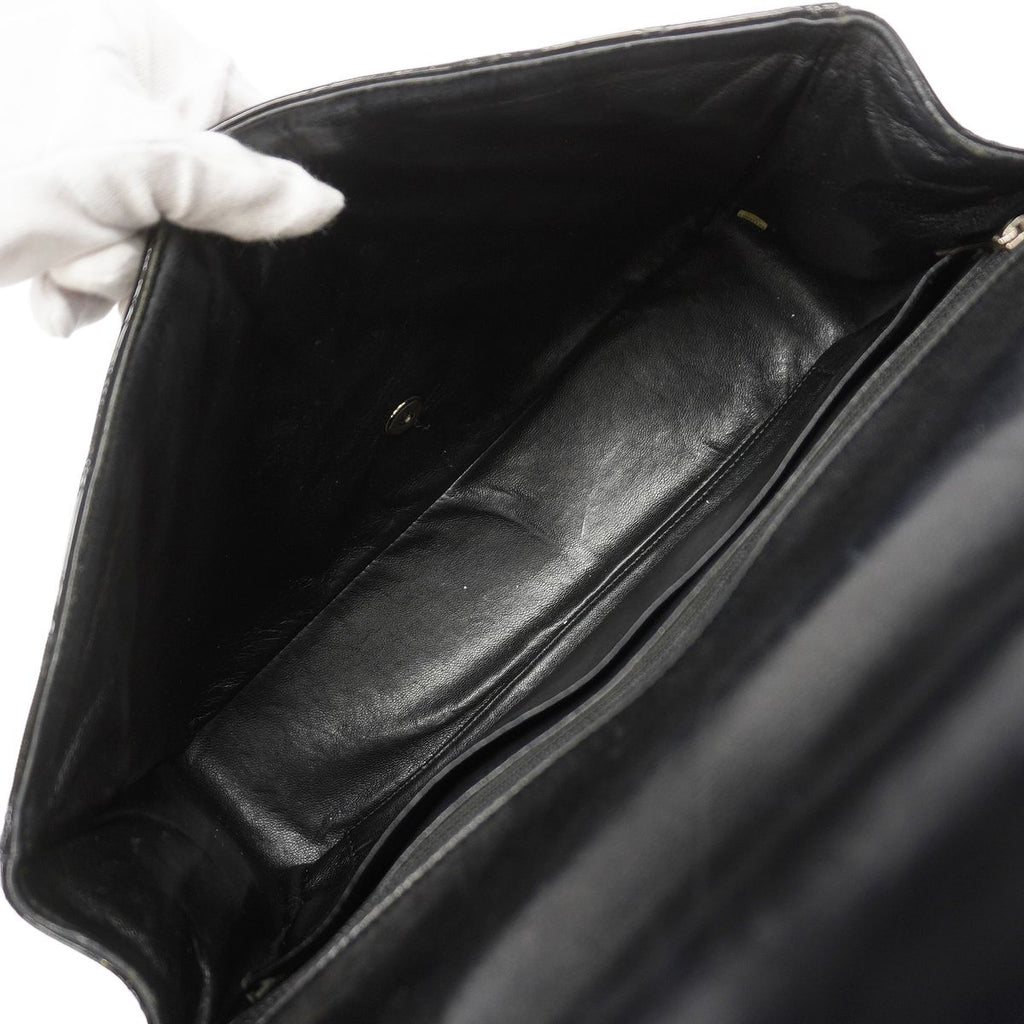 Chanel Shoulder Bag Maxi Quilted Patent Leather Black Silver — view 4