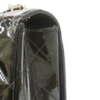 Chanel Shoulder Bag Maxi Quilted Patent Leather Black Silver — view 8