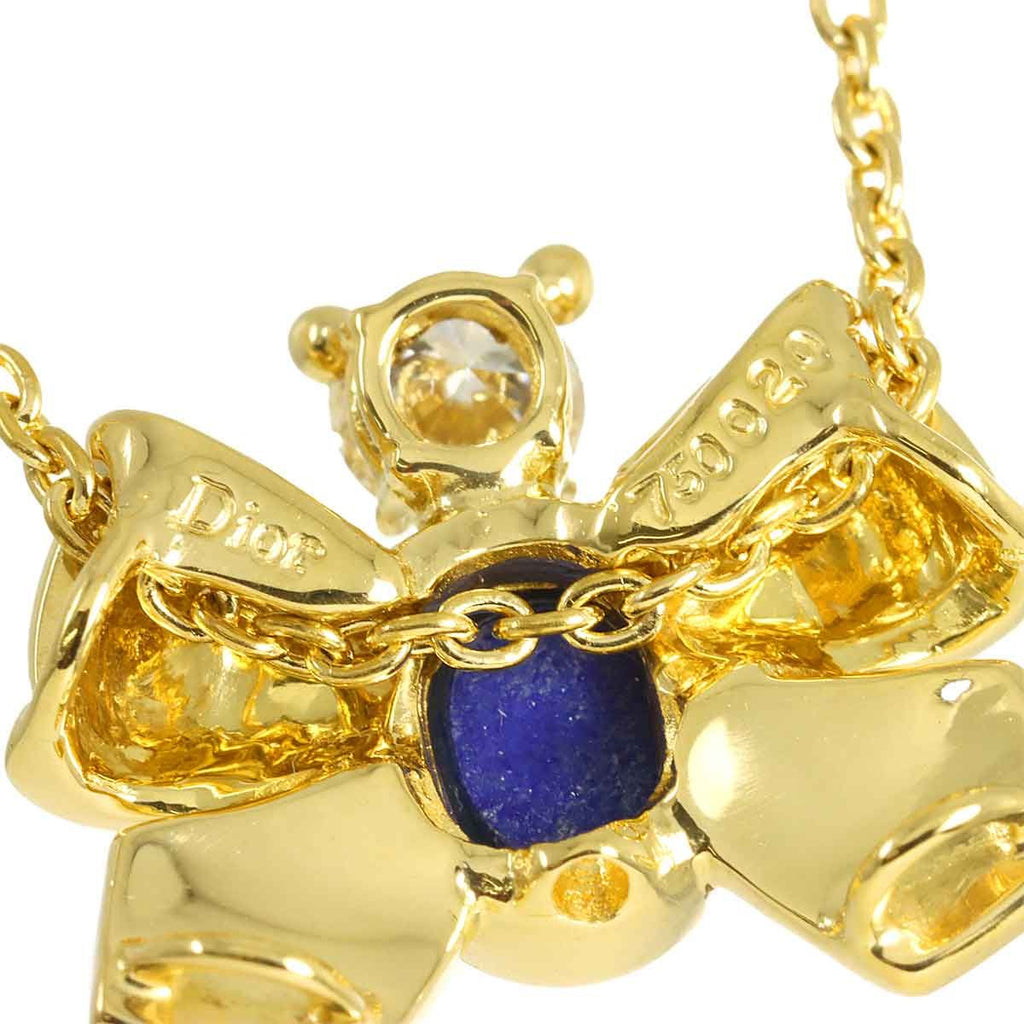 Dior Lapis Lazuli Diamond Necklace 40 18k Yellow Gold — view 4