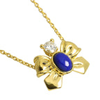 Dior Lapis Lazuli Diamond Necklace 40 18k Yellow Gold — view 3