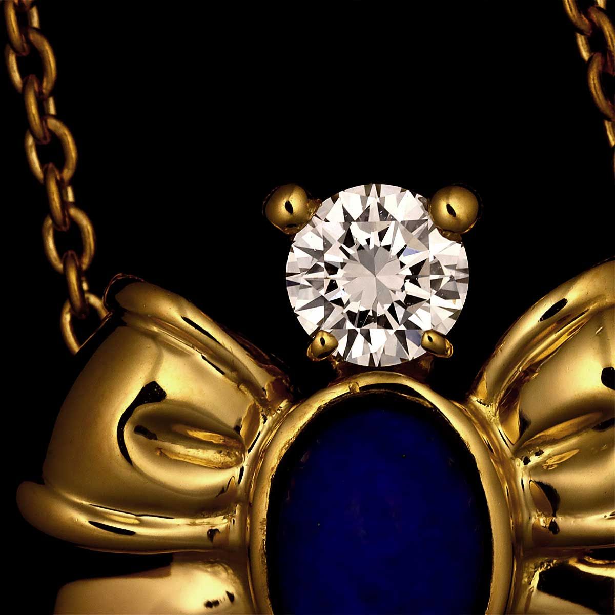 Dior Lapis Lazuli Diamond Necklace 40 18k Yellow Gold — view 6