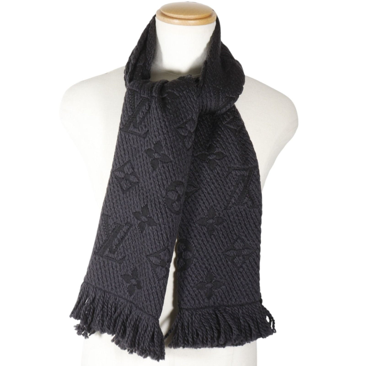 Louis Vuitton Logomania Scarf Monogram Wool Navy — view 2