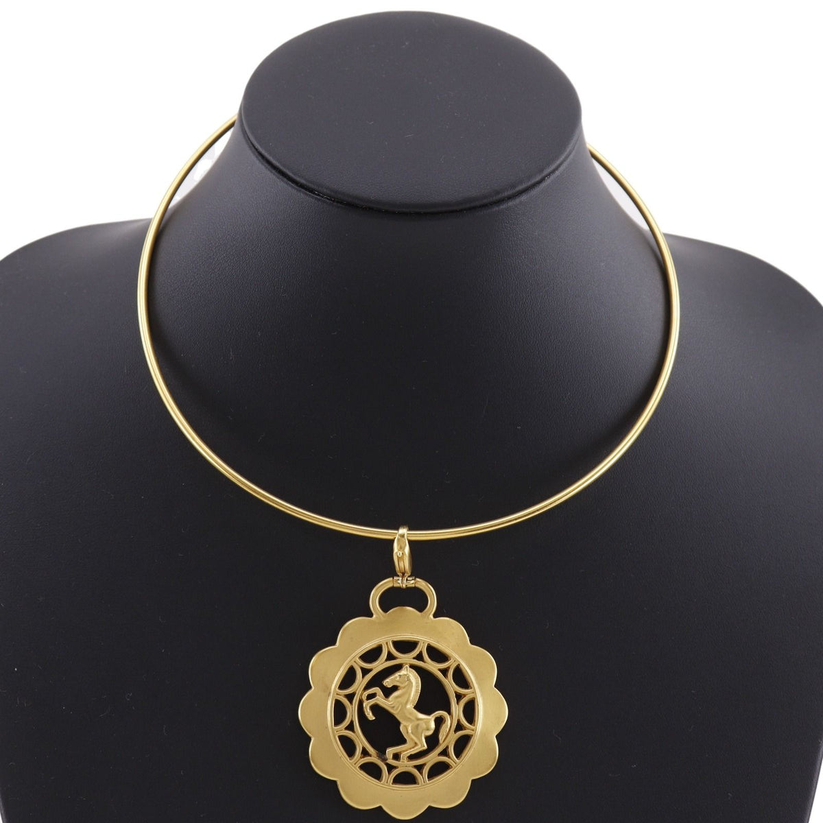 Hermes Cheval Horse Motif Bijouterie Fantaisie Vintage Gold Plated Choker — view 2