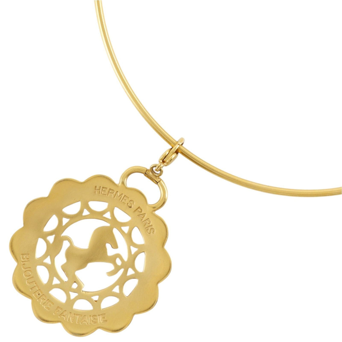 Hermes Cheval Horse Motif Bijouterie Fantaisie Vintage Gold Plated Choker — view 3