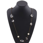Chanel Clear Stone Gold Plated Faux Pearl 97A Necklace — view 2