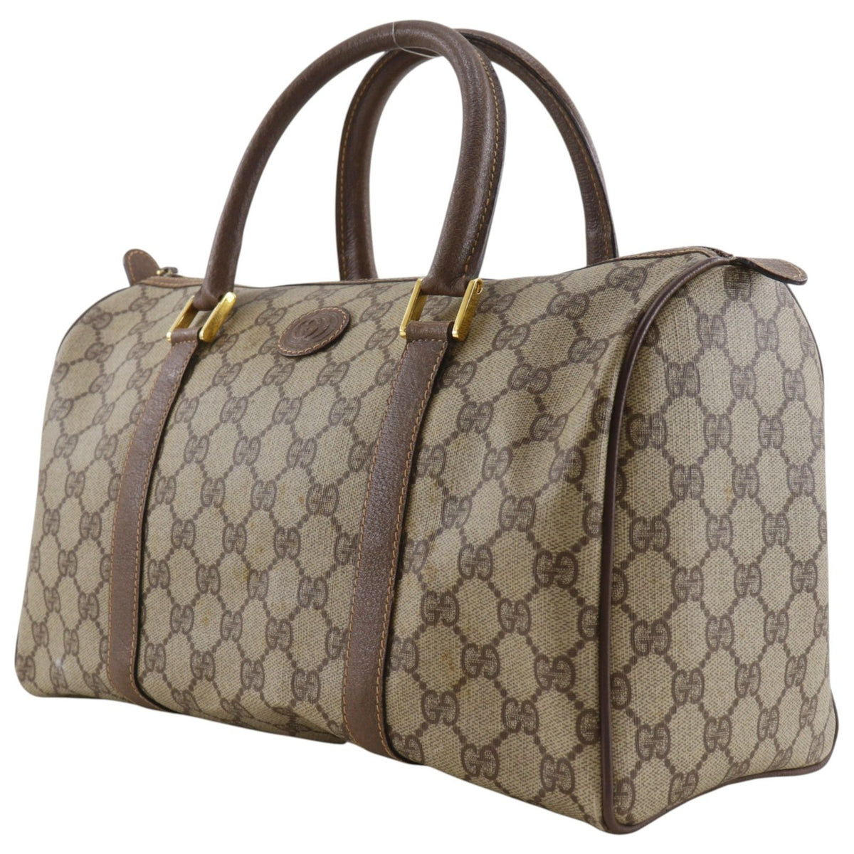 Gucci Vintage Mini Boston GG Supreme Canvas Brown Handbag — view 2