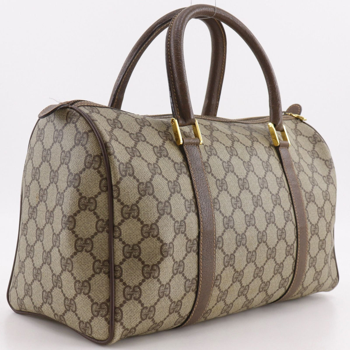 Gucci Vintage Mini Boston GG Supreme Canvas Brown Handbag — view 3