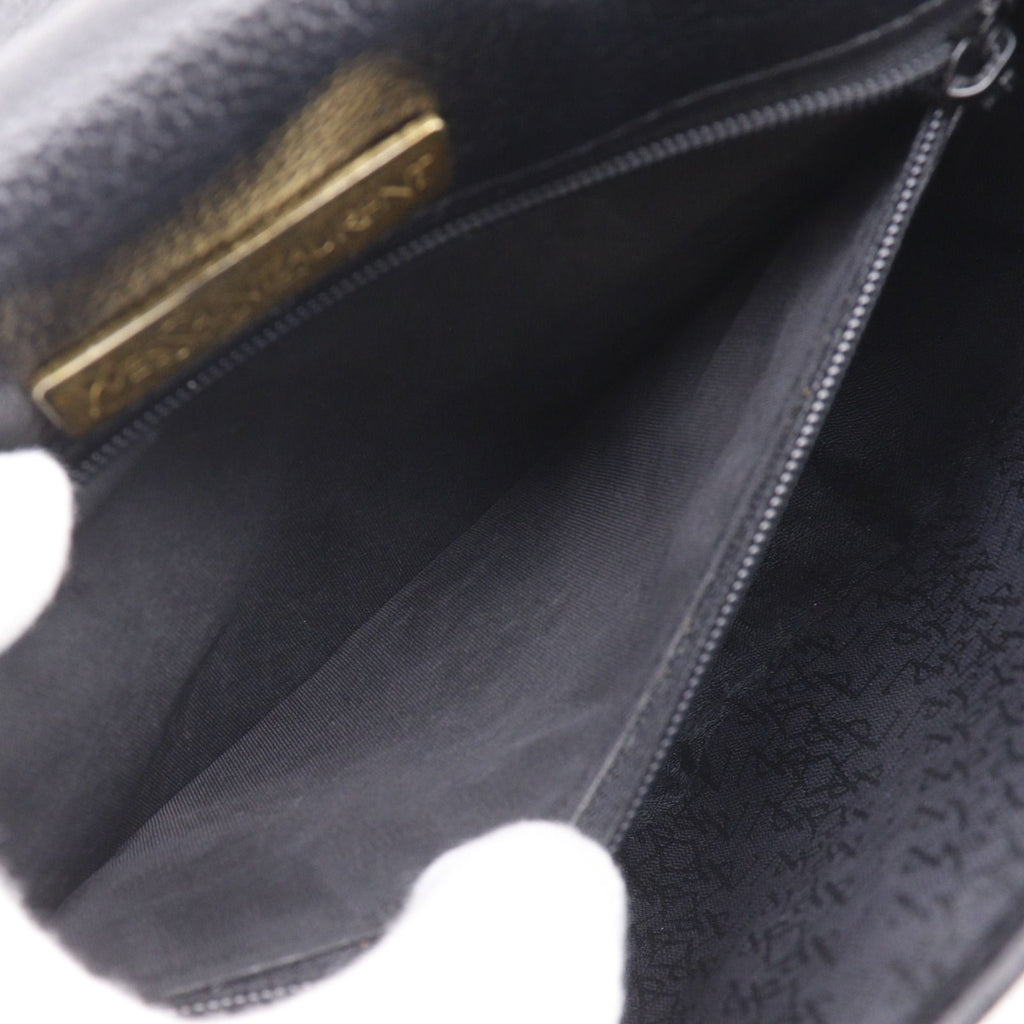 Saint Laurent YSL Logo Vintage Leather Black Shoulder Bag — view 6