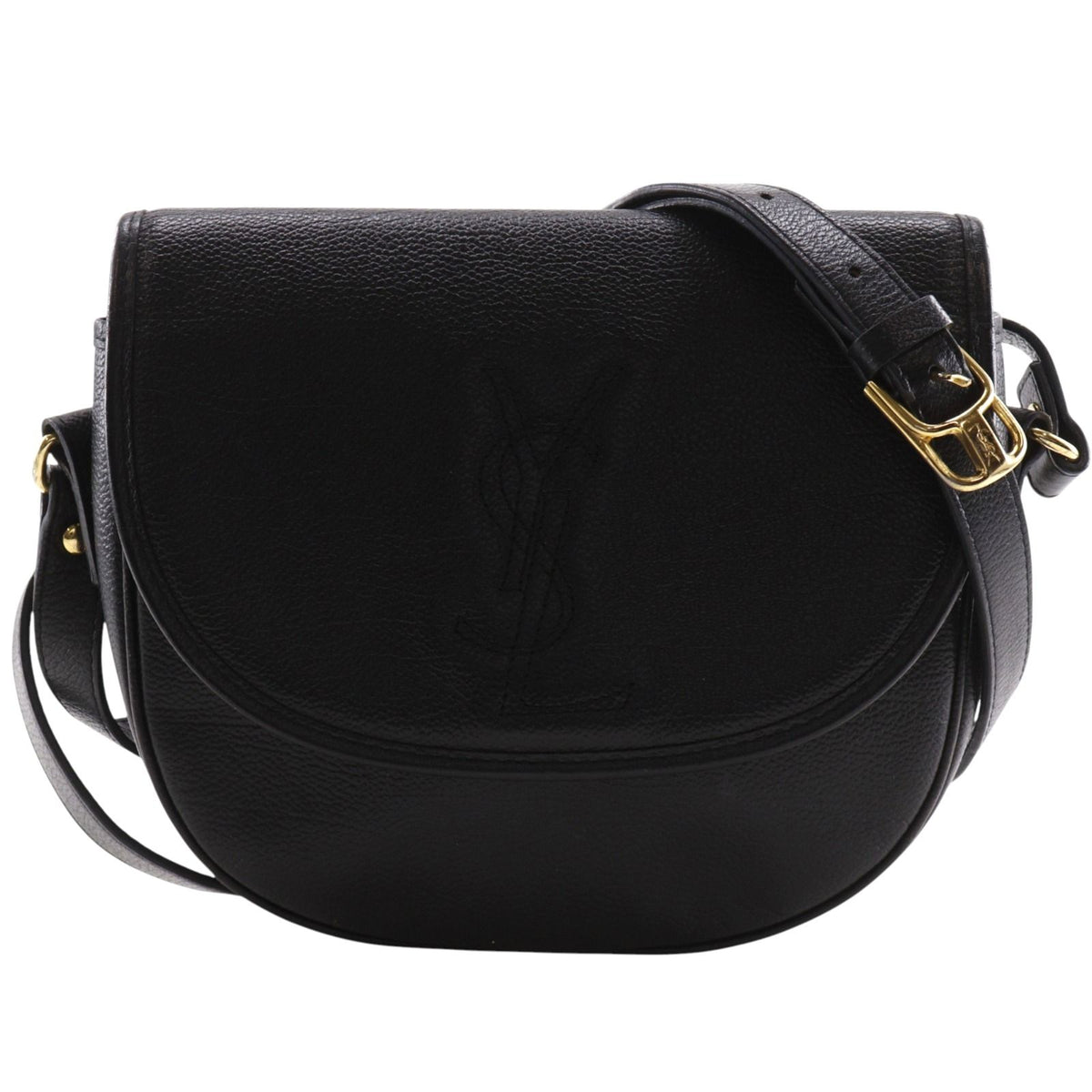 Saint Laurent YSL Logo Vintage Leather Black Shoulder Bag