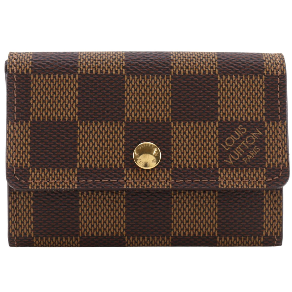 Louis Vuitton Porte Monnaie Pla Damier Canvas Brown Coin Purse