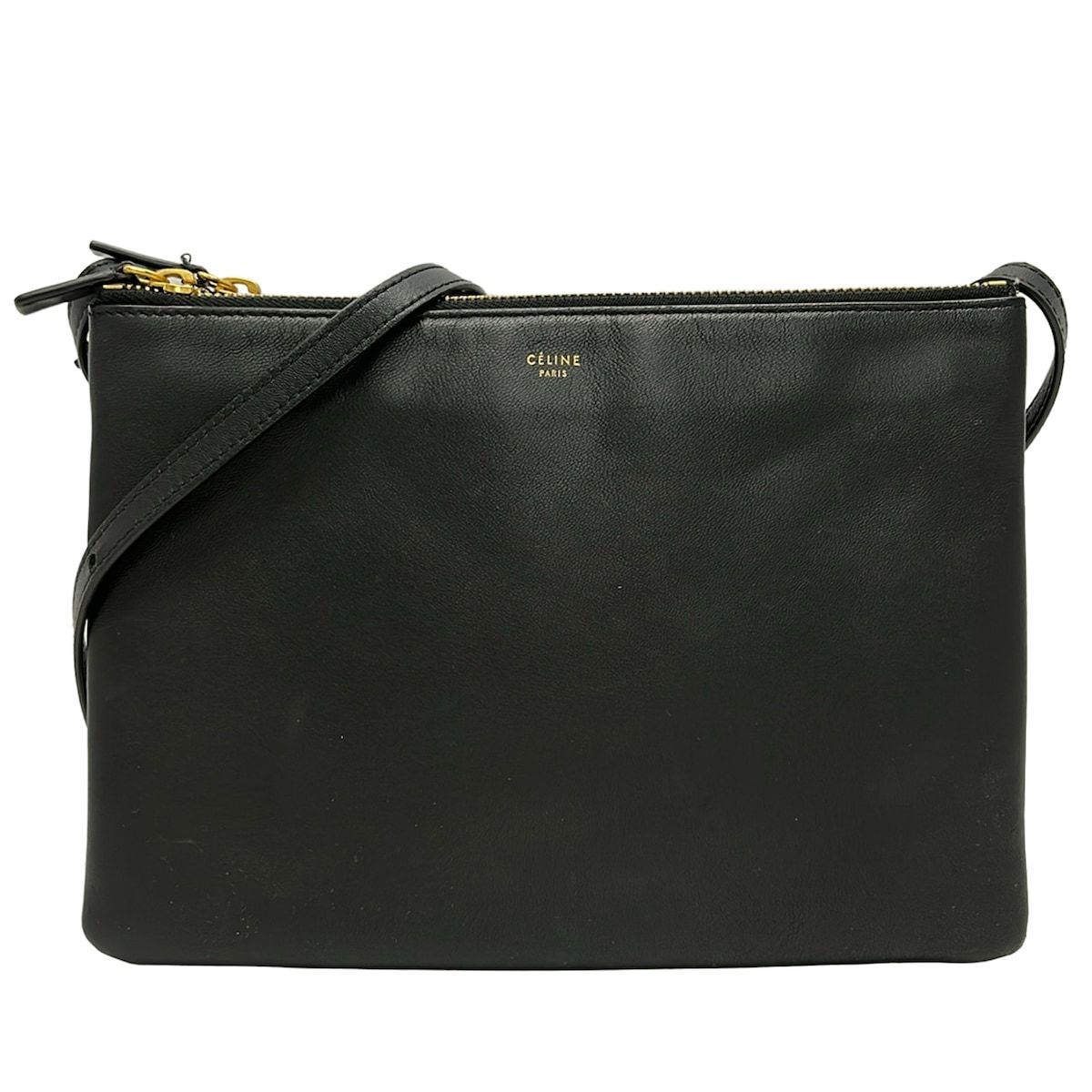 Celine Shoulder Bag Trio Large Black Lambskin