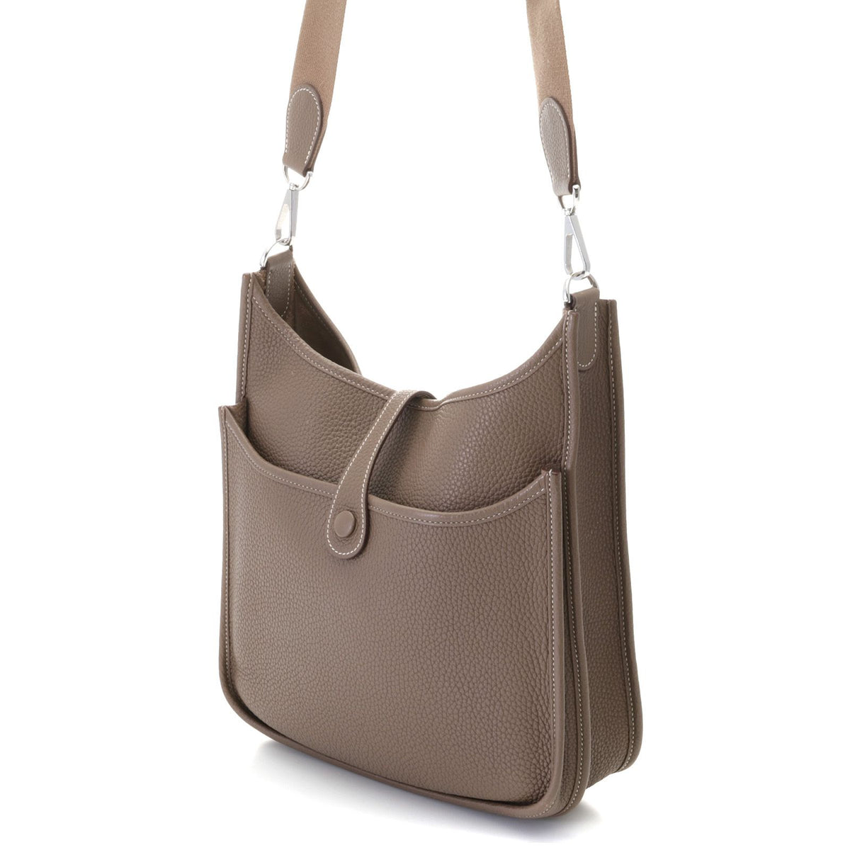 Hermes Evelyne 3 PM Etoupe Silver Shoulder Bag Taurillon Clemence — view 2