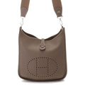 Hermes Evelyne 3 PM Etoupe Silver Shoulder Bag Taurillon Clemence