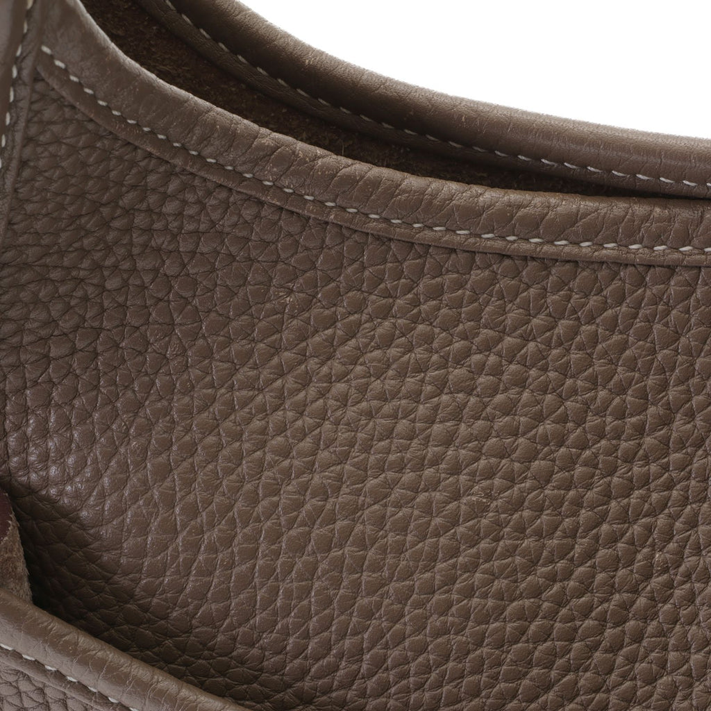 Hermes Evelyne 3 PM Etoupe Silver Shoulder Bag Taurillon Clemence — view 7