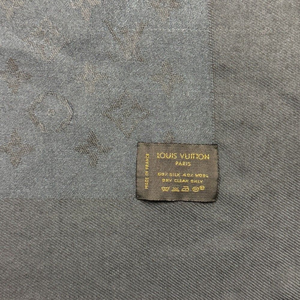 Louis Vuitton Shawl Monogram Shine Silk Gray Scarf — view 6