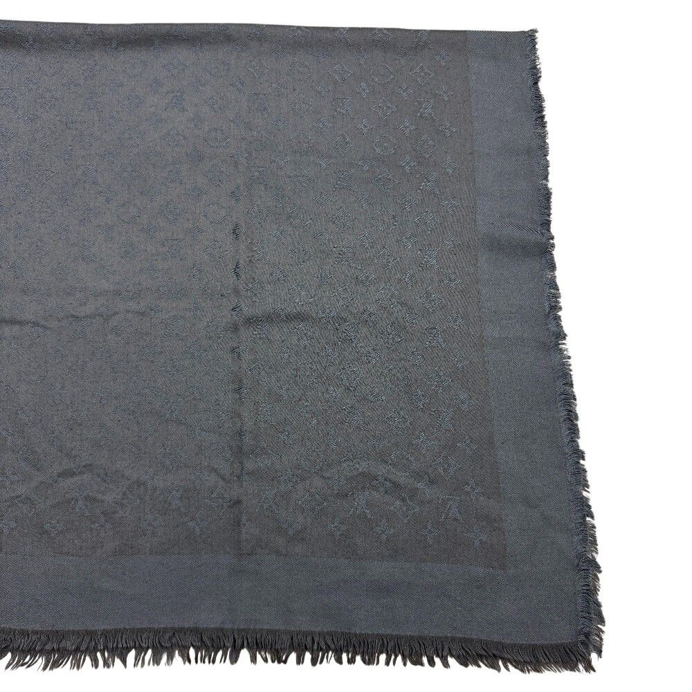 Louis Vuitton Shawl Monogram Shine Silk Gray Scarf — view 3