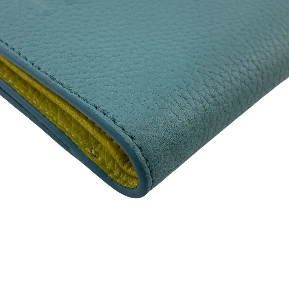 Gucci Logo Bifold Wallet Compact Leather Bicolor Green Yellow — view 2