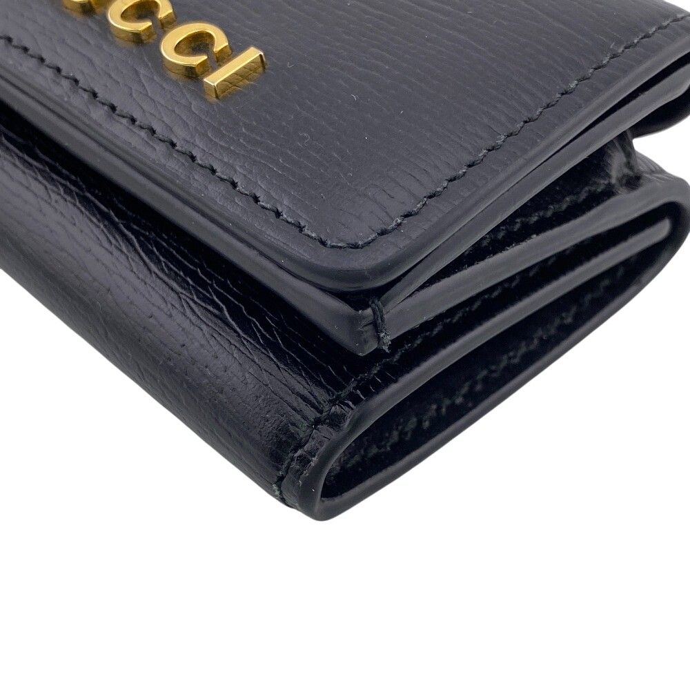 Gucci Script Logo Leather Trifold Wallet Compact Black — view 3