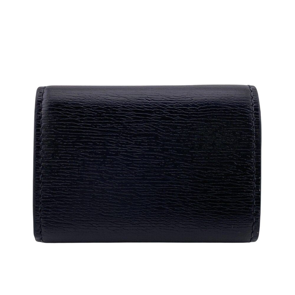 Gucci Script Logo Leather Trifold Wallet Compact Black