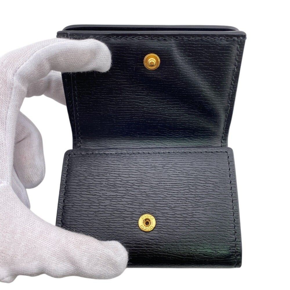 Gucci Script Logo Leather Trifold Wallet Compact Black — view 6